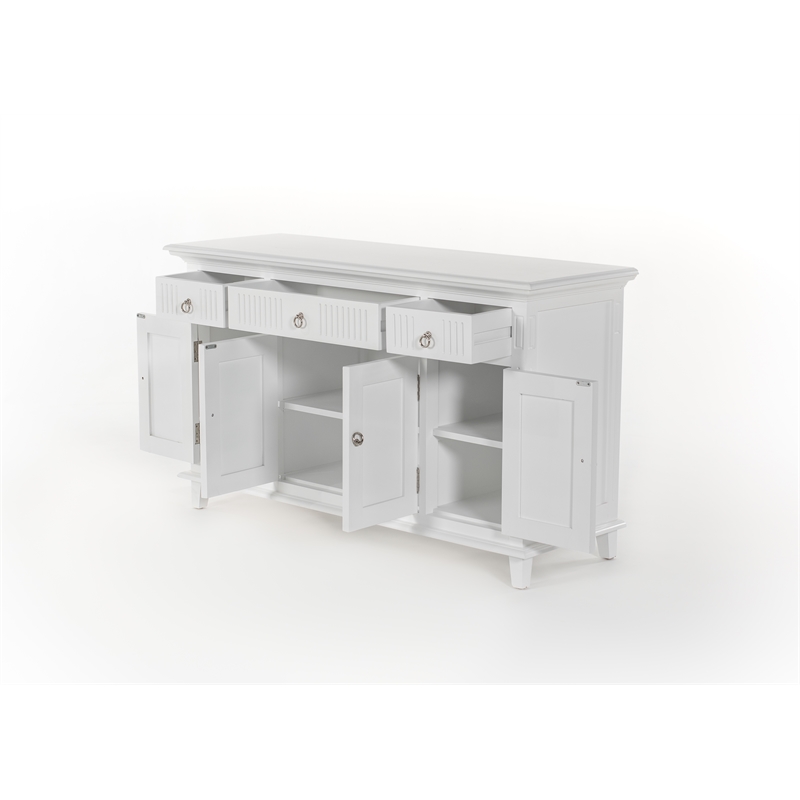 Beaumont Lane Solid Wood Buffet with 4 Doors 3 Drawers in White