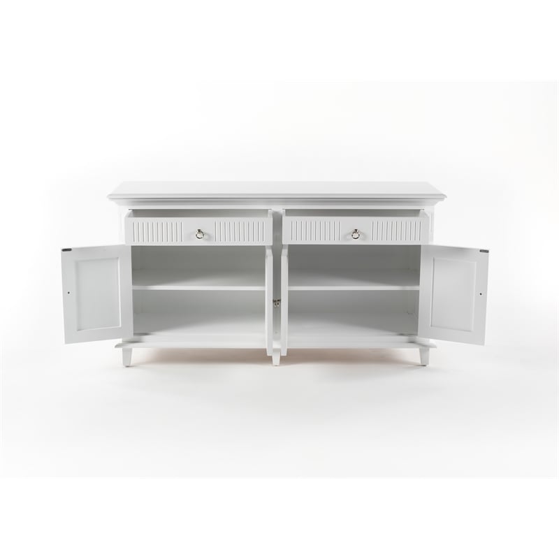 Beaumont Lane Solid Wood Hutch Bookcase Unit with Shelves and Drawers in White