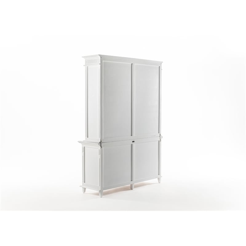 Beaumont Lane Solid Wood Hutch Bookcase Unit with Shelves and Drawers in White