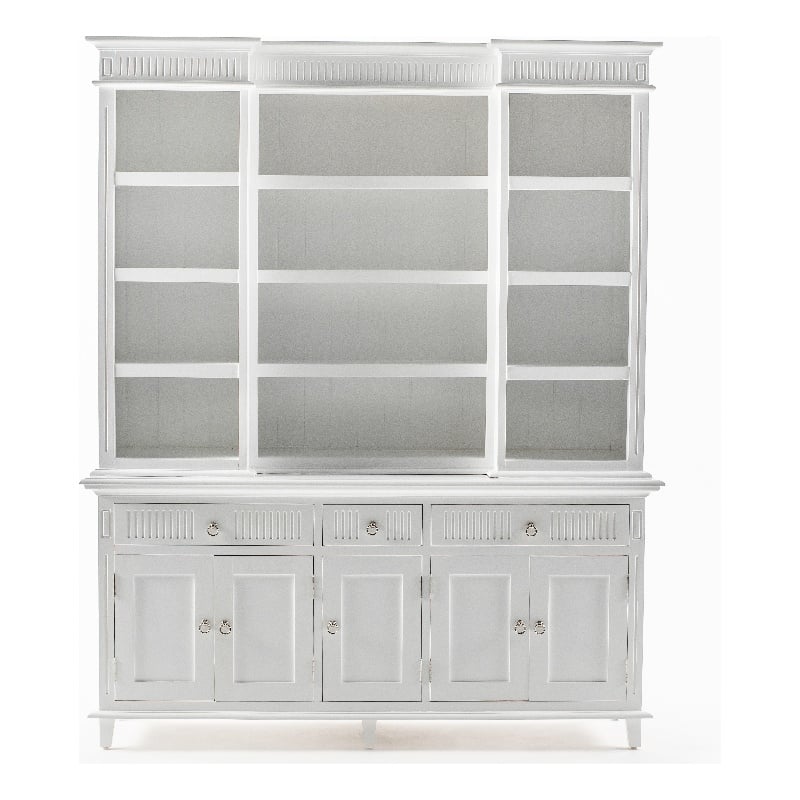 Beaumont Lane Kitchen Hutch Cabinet with 5 Doors 3 Drawers in White