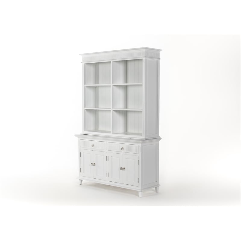 Beaumont Lane Hutch Unit with 6 Shelves and Groove Detailing in White