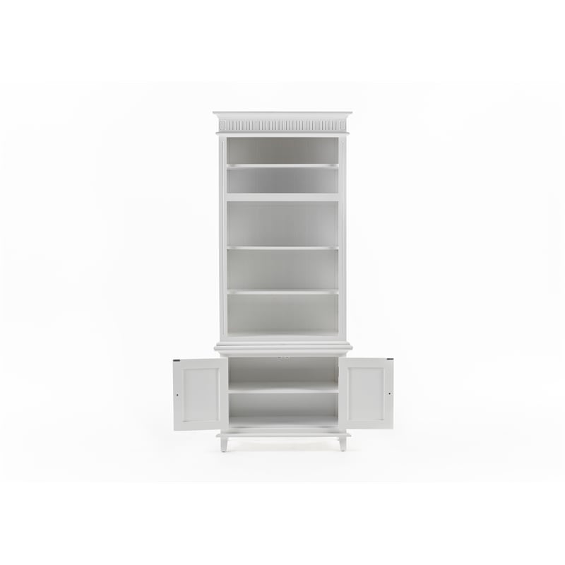 Beaumont Lane Single-Bay Solid Wood Hutch Unit with Adjustable Shelves in White