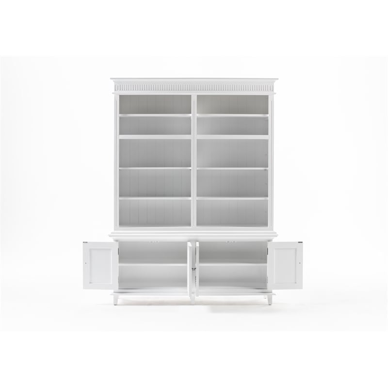 Beaumont Lane Double-Bay Solid Wood Hutch Unit with Adjustable Shelves in White