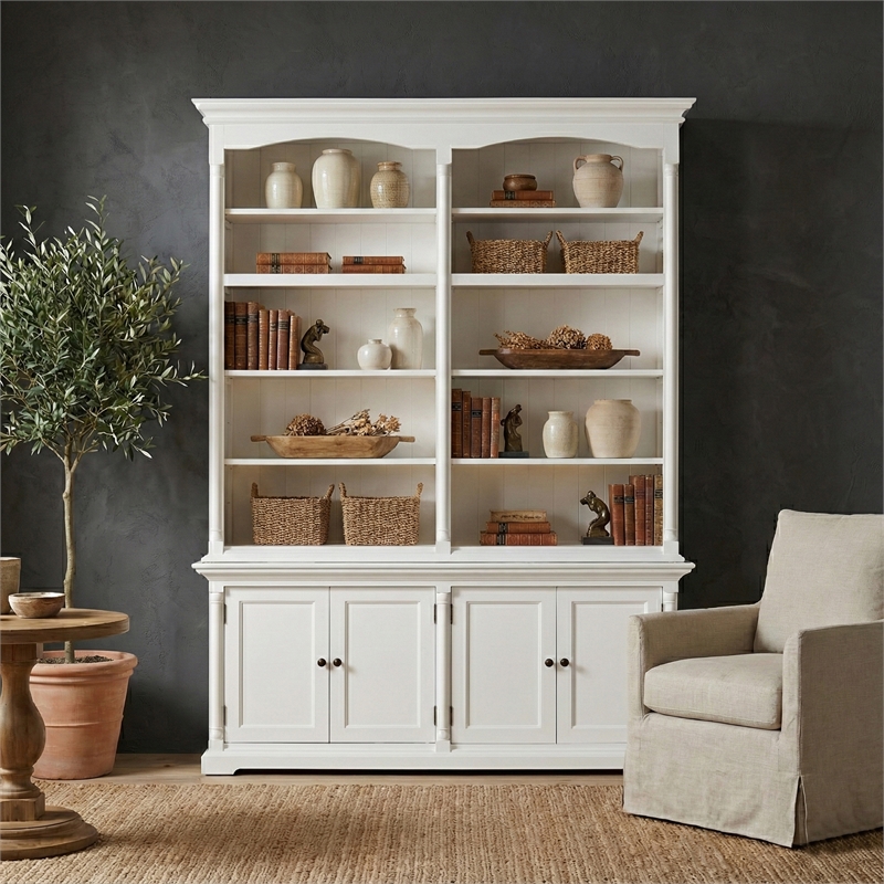 Beaumont Lane Double-Bay Hutch Unit with Adjustable Shelving in Classic White