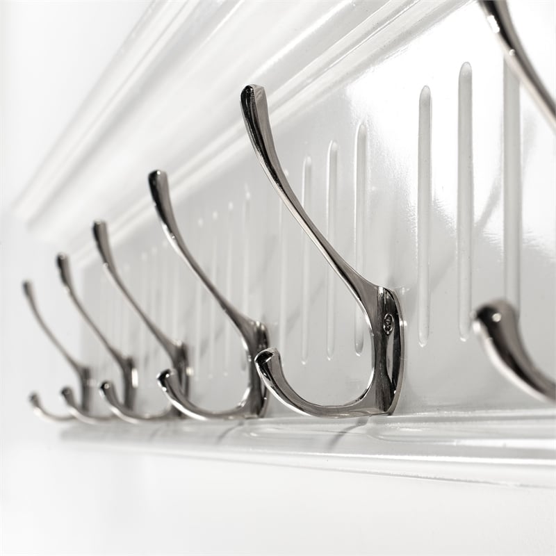 Beaumont Lane 6 Hook Grooved Solid Mahogany Coat Rack in Pure White