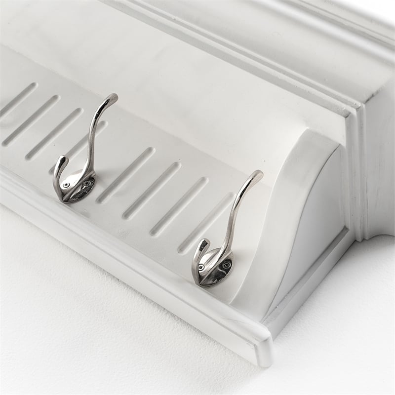 Beaumont Lane 6 Hook Grooved Solid Mahogany Coat Rack in Pure White
