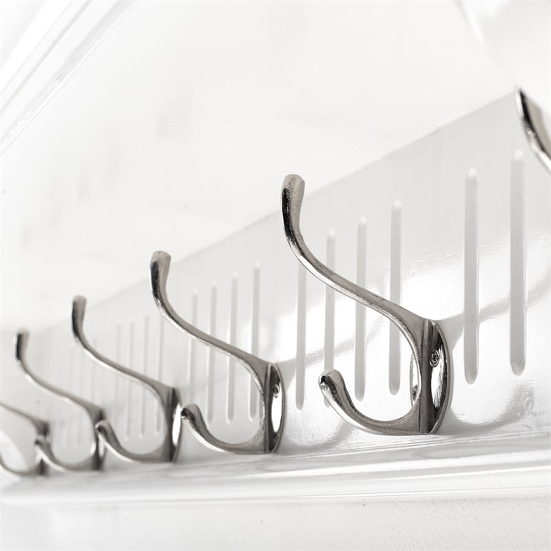 Beaumont Lane 6 Hook Grooved Solid Mahogany Coat Rack in Pure White