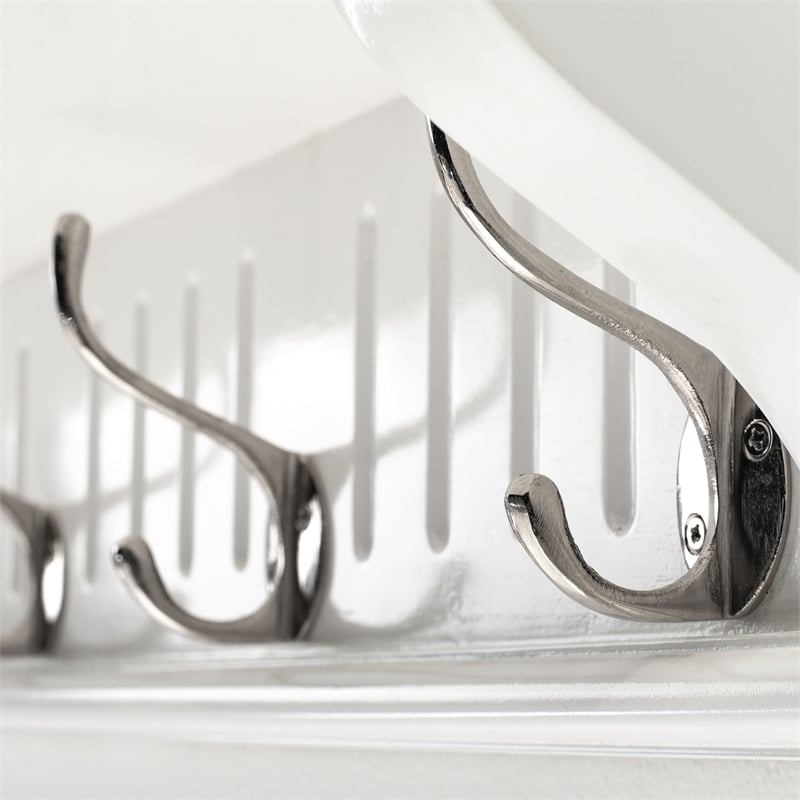 Beaumont Lane 6 Hook Grooved Solid Mahogany Coat Rack in Pure White