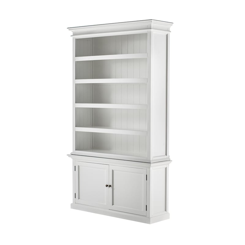 Beaumont Lane Mahogany Wood Single-Bay Hutch with 5 Shelves in White