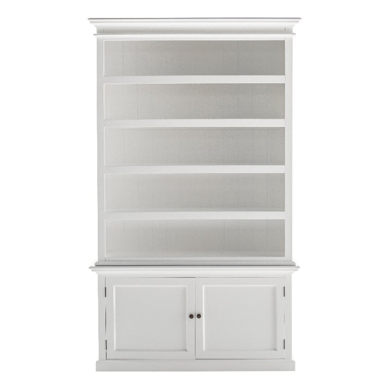 Beaumont Lane Mahogany Wood Single-Bay Hutch with 5 Shelves in White