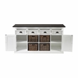 Beaumont Lane Mahogany Wood Buffet with 4 Kubu Rattan Baskets in White