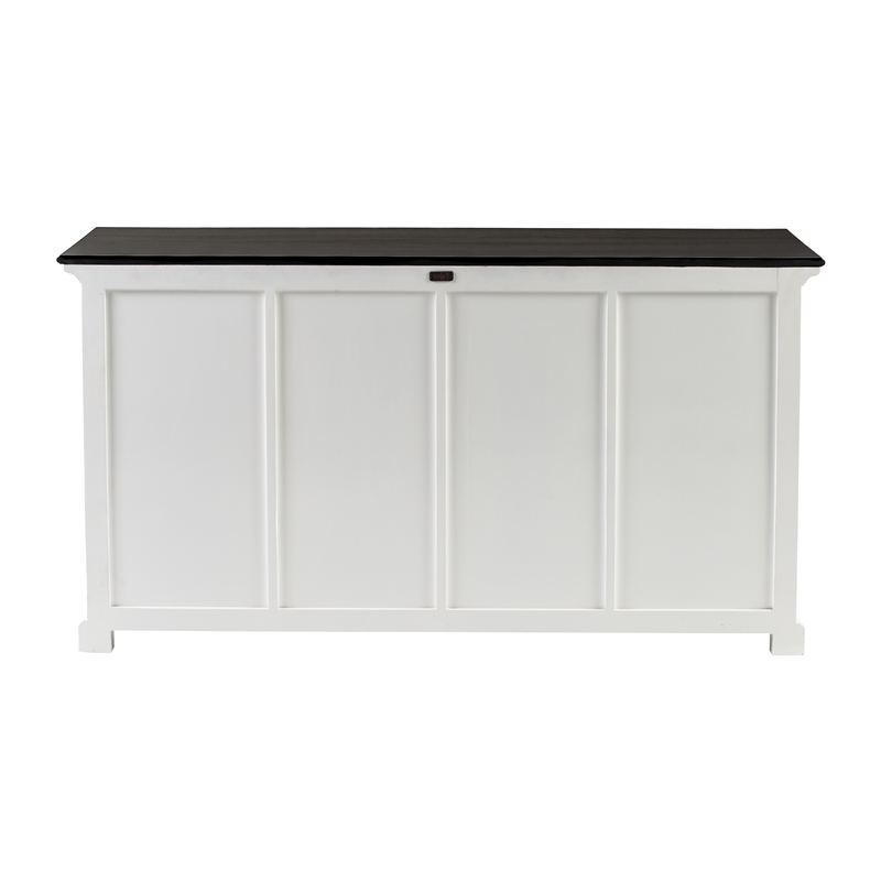 Beaumont Lane Mahogany Wood Buffet with 4 Kubu Rattan Baskets in White
