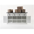 Beaumont Lane Mahogany Wood Buffet with 4 Kubu Rattan Baskets in White
