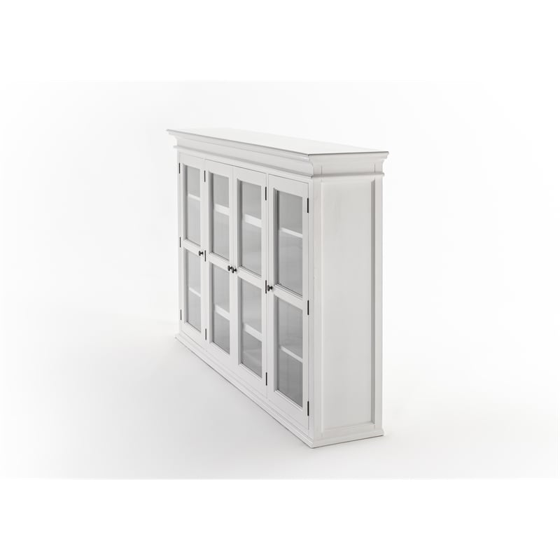 Beaumont Lane Solid Wood Buffet Hutch Unit with 4 Glass Doors in White