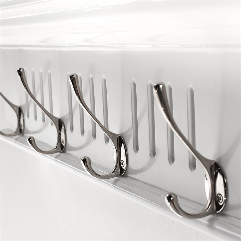 Beaumont Lane 4 Hook Grooved Solid Mahogany Coat Rack in Pure White