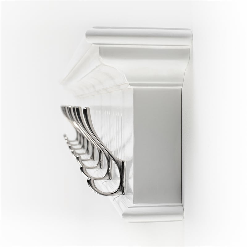 Beaumont Lane 8 Hook Grooved Solid Mahogany Coat Rack in Pure White