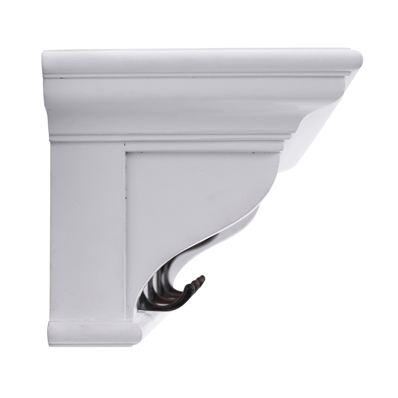 Beaumont Lane Mahogany Wood 4 Hook Coat Rack 70 cm in Classic White