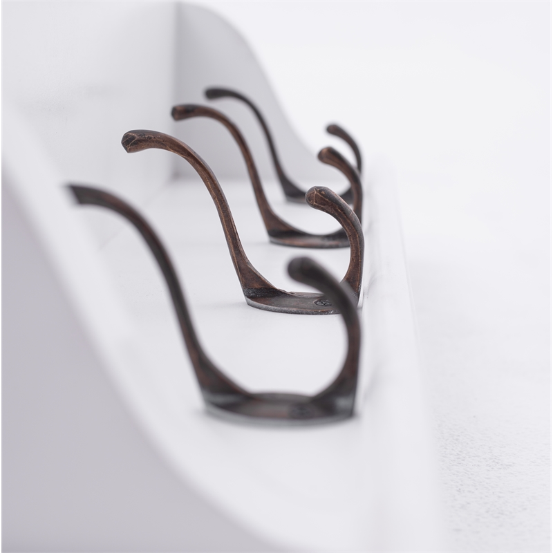 Beaumont Lane Mahogany Wood 4 Hook Coat Rack 70 cm in Classic White