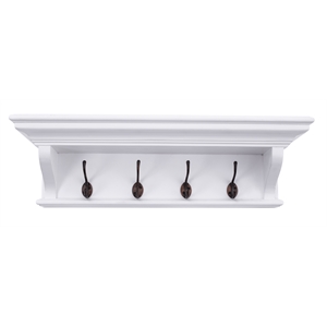 Beaumont Lane Mahogany Wood 4 Hook Coat Rack 70 cm in Classic White