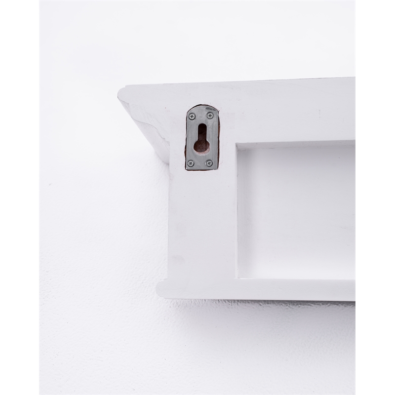 Beaumont Lane Mahogany Wood 6 Hook Coat Rack 100 cm in White