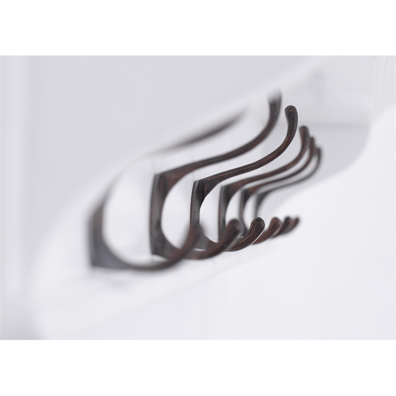 Beaumont Lane Mahogany Wood 6 Hook Coat Rack 100 cm in White