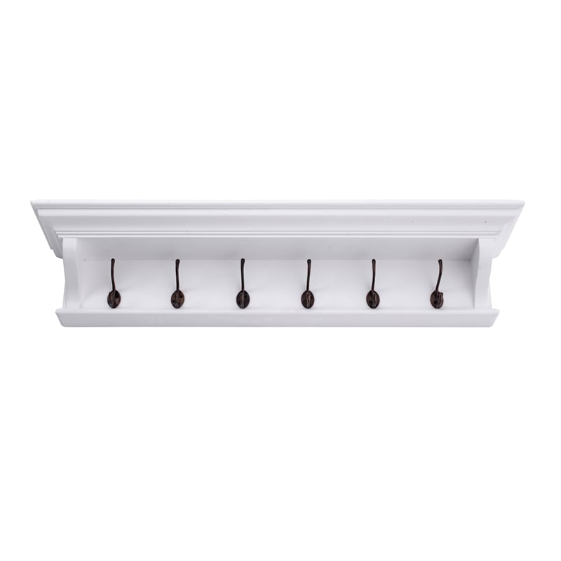 Beaumont Lane Mahogany Wood 6 Hook Coat Rack 100 cm in White