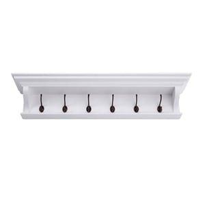 Beaumont Lane Mahogany Wood 6 Hook Coat Rack 100 cm in White
