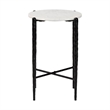 Beaumont Lane Round Marble Side Table Hand-Forged Metal Crisscross Base