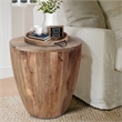 Beaumont Lane Handcarved Cylindrical Round Mango Wood Distressed End Table