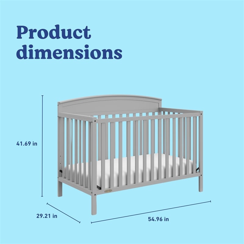 Stork Craft USA Graco Benton 4-in-1 Convertible Crib in Pebble Gray
