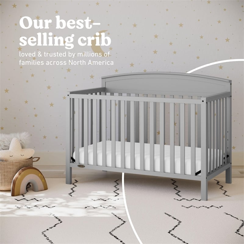 Stork Craft USA Graco Benton 4-in-1 Convertible Crib in Pebble Gray