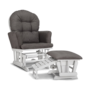 Graco Parker Semi-Upholstered Glider and Ottoman in White and Gray