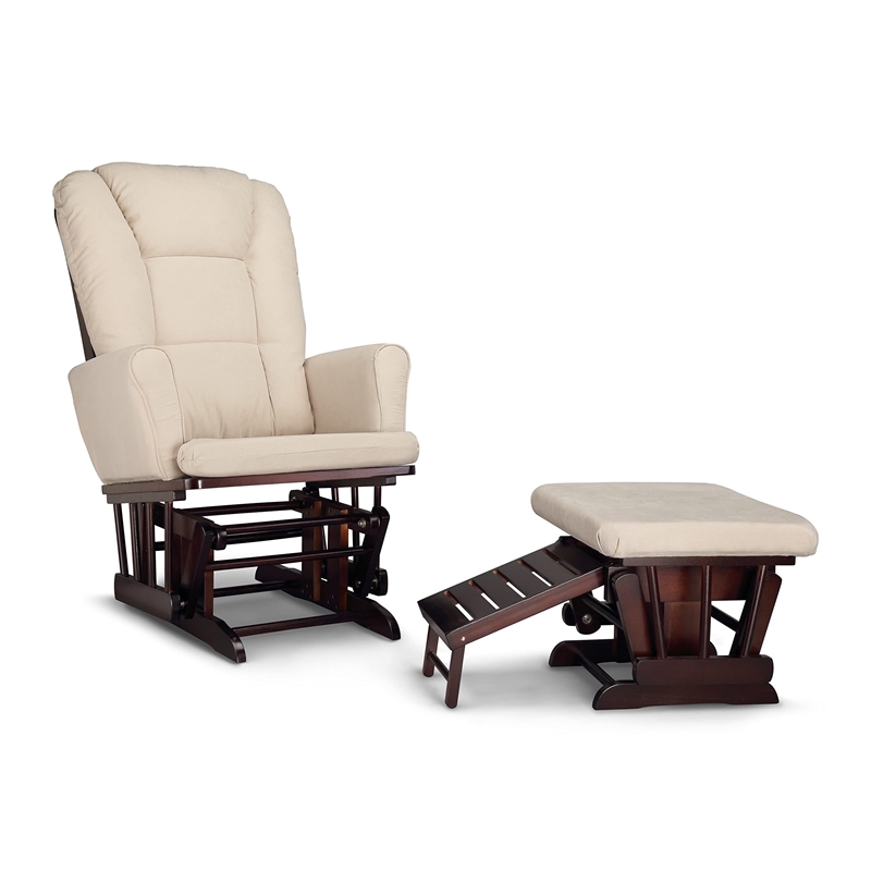 Graco Sterling Semi-Upholstered Glider and Ottoman in Espresso Beige