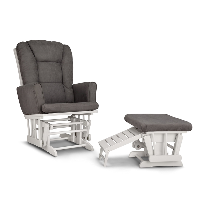 Graco Sterling Semi-Upholstered Glider and Ottoman in White and Gray