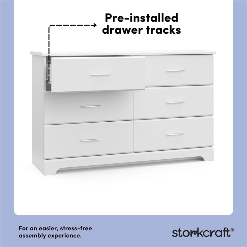 Stork Craft USA Brookside 6 Drawer Dresser in White