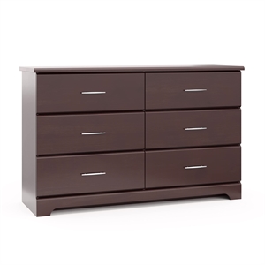 Stork Craft USA Brookside 6 Drawer Dresser in Espresso