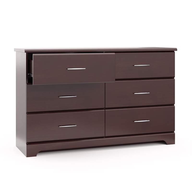 Stork Craft USA Brookside 6 Drawer Dresser in Espresso
