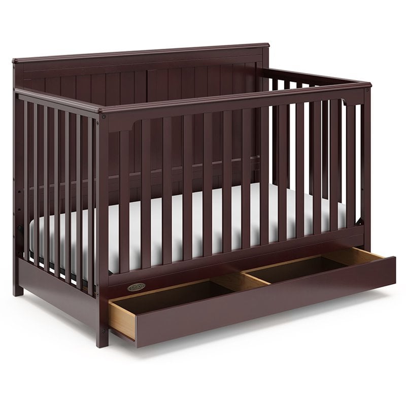 Graco Hadley 4 in 1 Convertible Wood Crib with Drawer in Espresso
