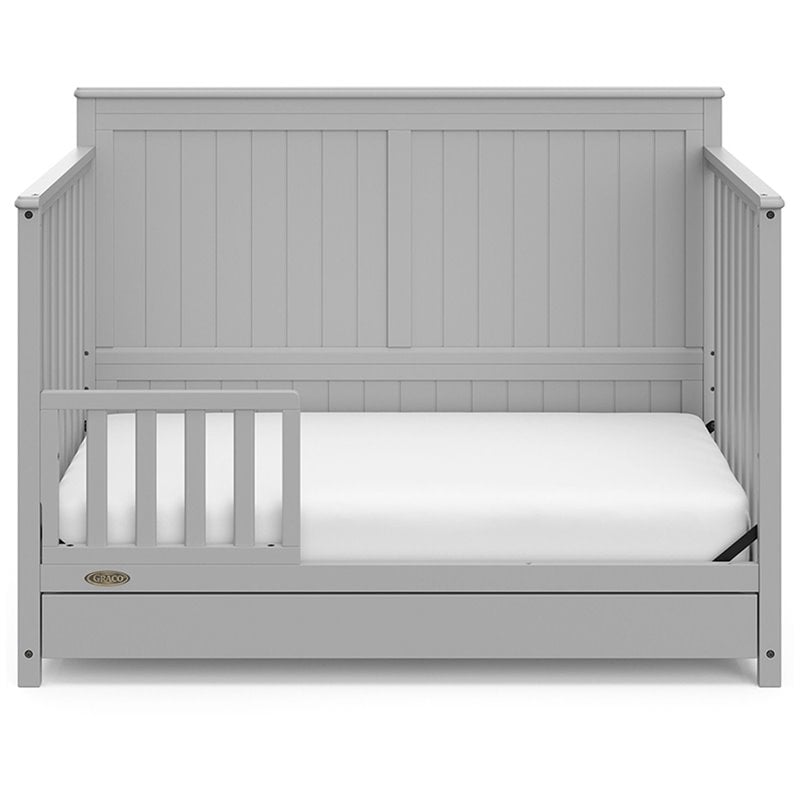 Graco Hadley 4 in 1 Wood Convertible Crib with Drawer in Pebble Gray