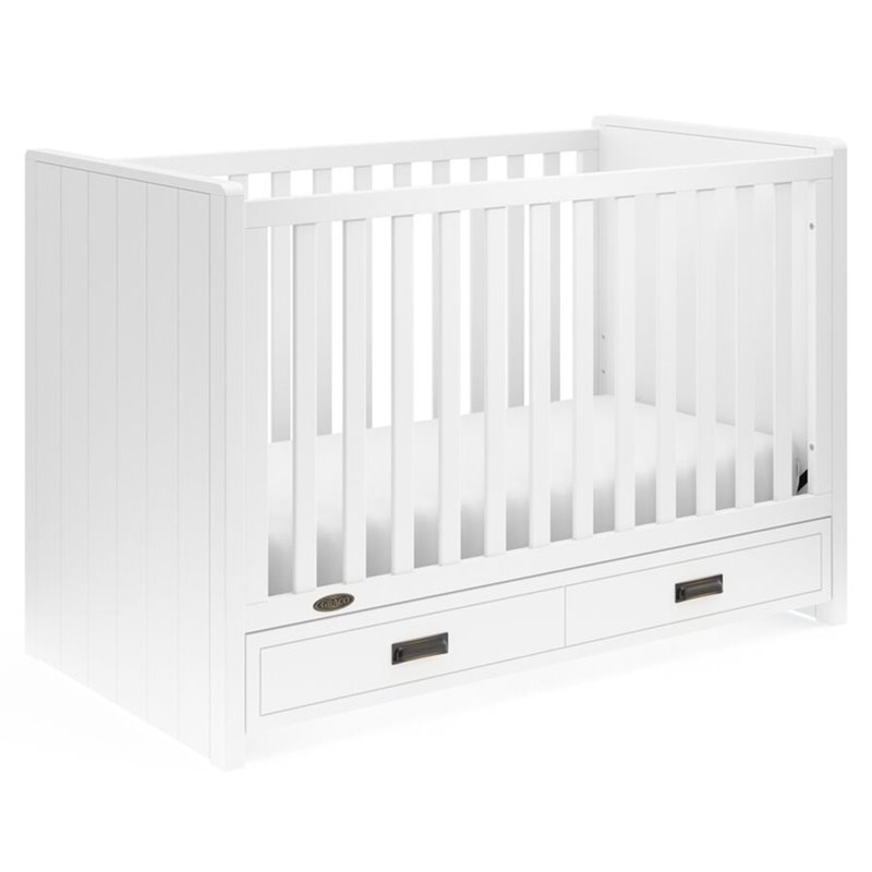 Graco Cottage 3 in 1 Convertible Crib with Drawer in White 04530001