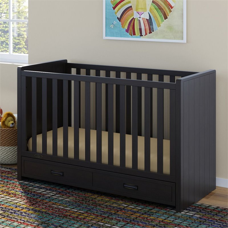 Graco Cottage 3 In 1 Convertible Crib With Drawer In Slate Gray