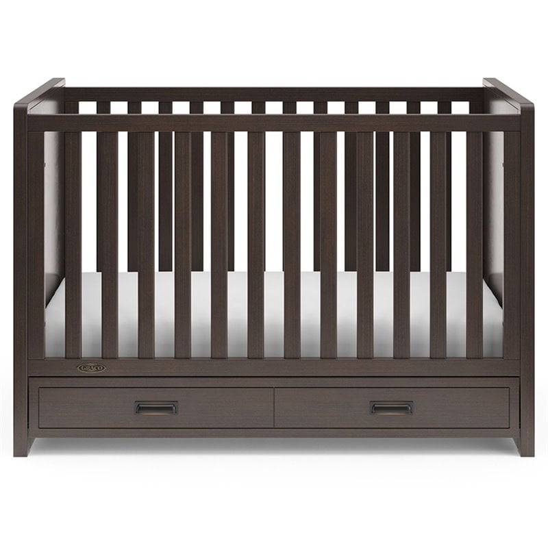 Graco Cottage 3 In 1 Convertible Crib With Drawer In Slate Gray