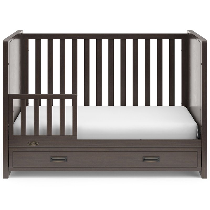 Graco Cottage 3 In 1 Convertible Crib With Drawer In Slate Gray