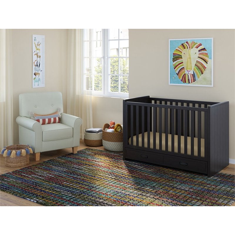 Graco Cottage 3 In 1 Convertible Crib With Drawer In Slate Gray