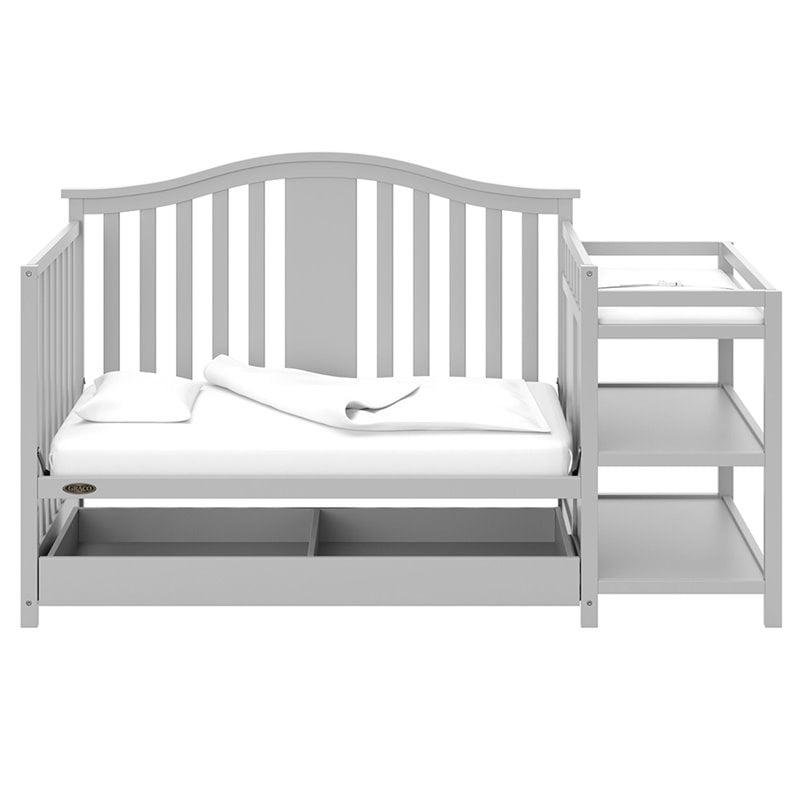 Graco Solano 3 Piece Convertible Crib and Changer Set in Pebble Gray