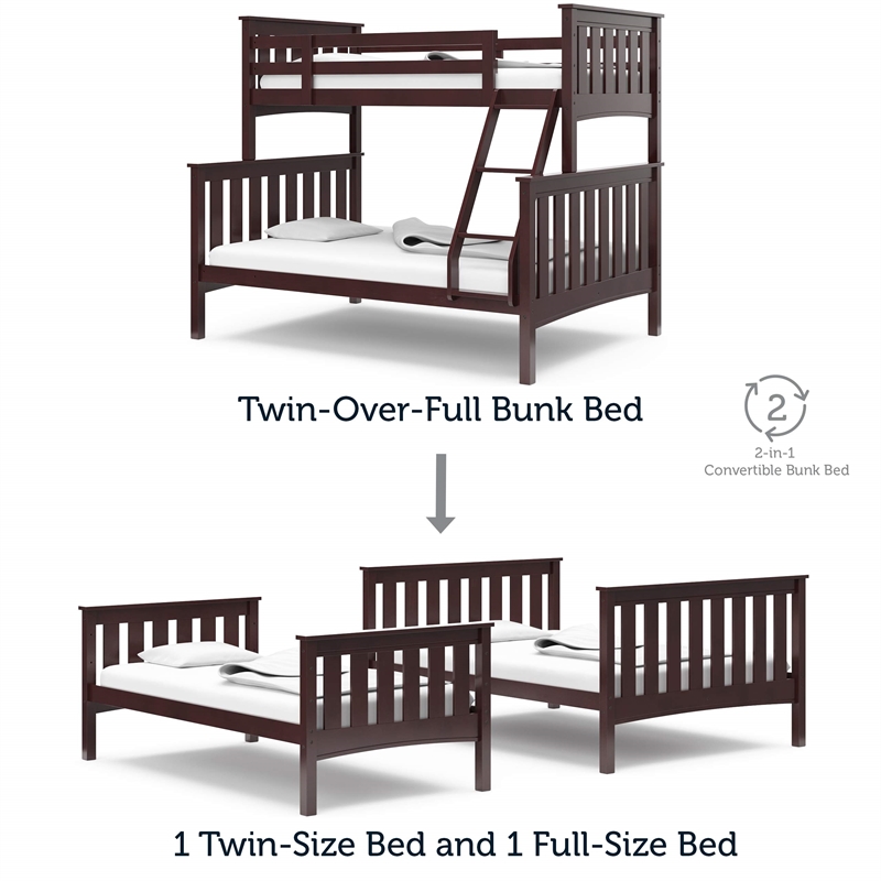 Thomasville Kids Winslow Convertible Full over Twin Bunk Bed in Espresso