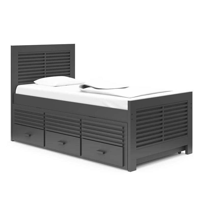Thomasville Kids Milo Twin Captain's Bed with Twin Trundle in Gray