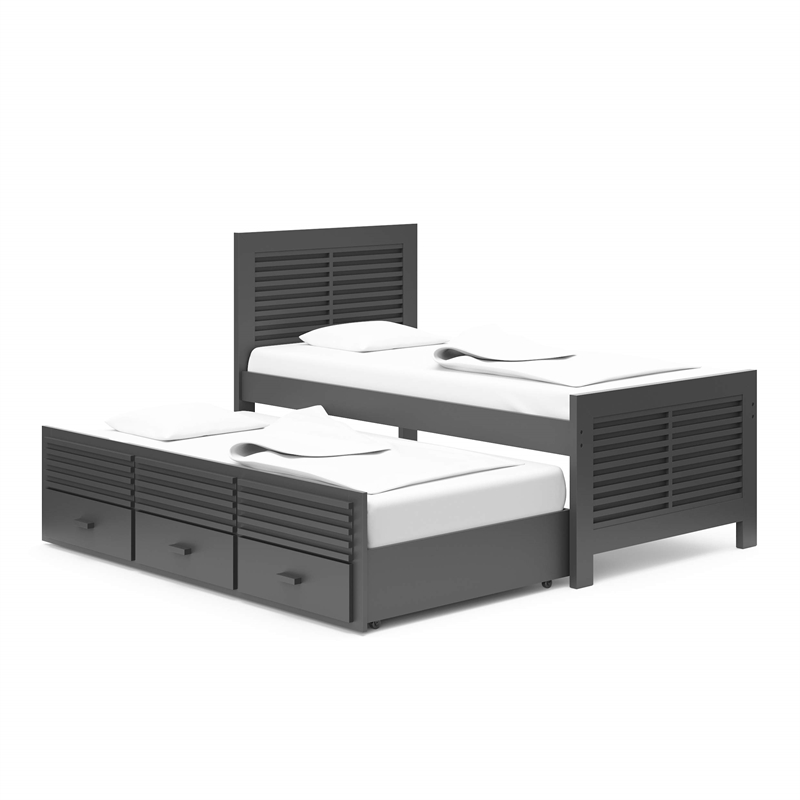 Thomasville Kids Milo Twin Captain's Bed with Twin Trundle in Gray