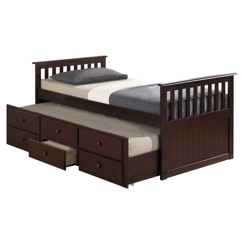 Storkcraft Marco Island Twin Captain's Bed with Twin Trundle in Espresso