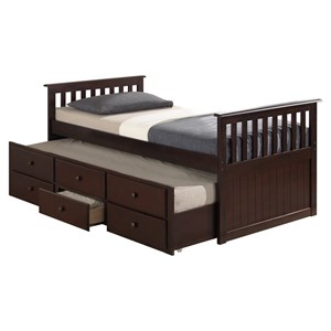 Storkcraft Marco Island Twin Captain's Bed with Twin Trundle in Espresso